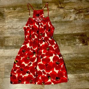 Elle orange and red zipper front dress